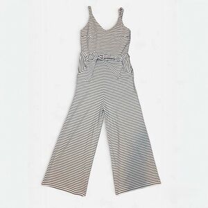 NWOT Cream and Navy Striped Stretchy Jumpsuit